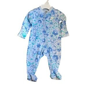 Nike Blue Floral Footed Sleeper Girls 6 Month